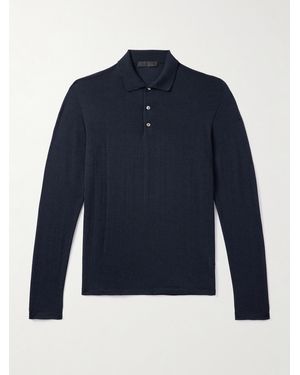 Saman Amel Slim-Fit Wool Polo Shirt - Blue