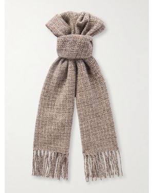 Loro Piana Fringed Cashmere-tweed Scarf - Brown