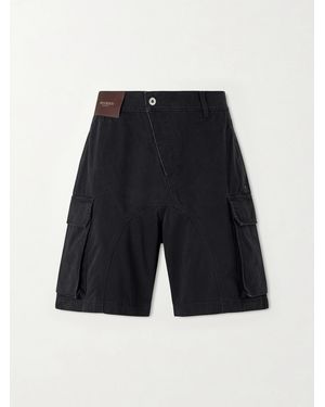 JW Anderson Twisted Wide-Leg Cotton-Twill Cargo Shorts - Blue