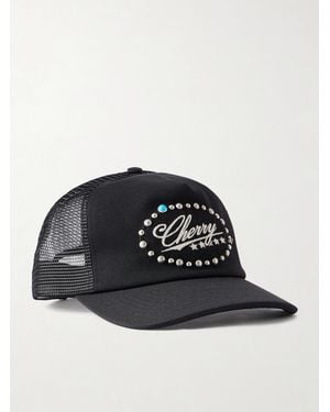 CHERRY LA 6 Star Logo-Embroidered Studded Canvas And Mesh Baseball Cap - Black