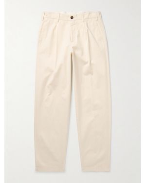 Richard James Gerade geschnittene Hose aus Baumwoll-Twill mit Falten - Natur