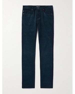 Tom Ford Slim-Fit Cotton-Blend Corduroy Trousers - Blue