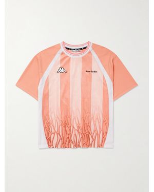 Acne Studios Kappa Logo-Embroidered Mesh-Panelled Striped Shell T-Shirt - Pink