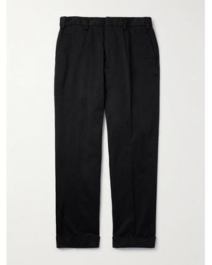 Dries Van Noten Tapered Cotton-satin Trousers - Black