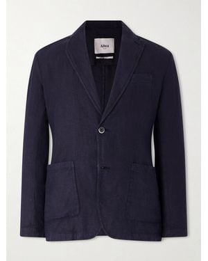 Altea Aaron Garment-dyed Linen Blazer - Blue