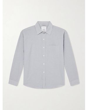 mfpen Executive Checked Cotton-seersucker Shirt - Grey