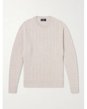 dunhill Pullover aus einer Kaschmir-Leinenmischung in Zopfstrick - Weiß