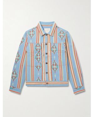 Kardo Marvin Cotton-jacquard Trucker Jacket - Blue