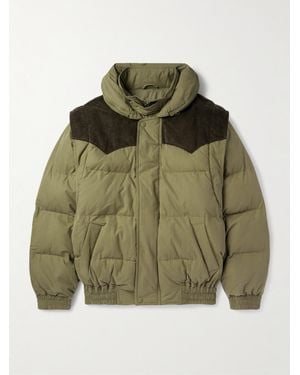 Isabel Marant Yuri Quilted Corduroy-trimmed Cotton-blend Hooded Jacket - Green