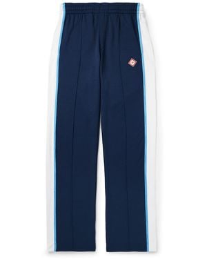 CASABLANCA Straight-leg Logo-appliquéd Striped Piqué Track Pants - Blue