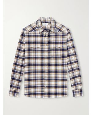 MR P. Western Checked Organic Cotton Shirt - White