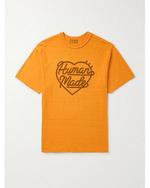 Human Made Logo-Print Cotton-Jersey T-Shirt - Orange