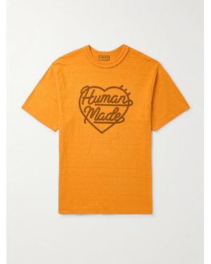 Human Made Logo-Print Cotton-Jersey T-Shirt - Orange