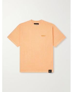 Neighborhood Logo-Embroidered Cotton-Jersey T-Shirt - Orange