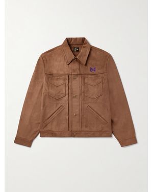 Needles Penny Jean Logo-Embroidered Brushed Jacket - Brown