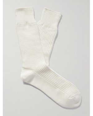 MR P. Waffle-Knit Cotton-Blend Socks - White