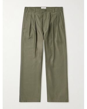 WTAPS Straight-Leg Pleated Cotton Trousers - Green