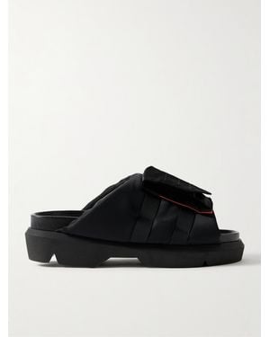 Sacai Webbing-Trimmed Shell Slides - Black