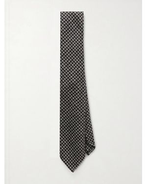 De Petrillo 7cm Houndstooth Wool And Cashmere-blend Tie - White