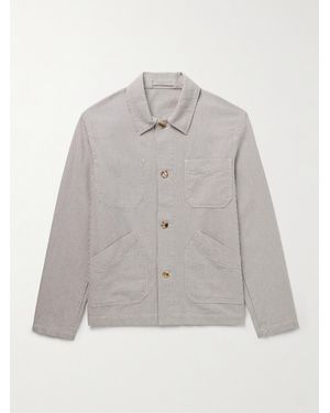 MR P. Striped Organic Cotton Chore Jacket - Grey