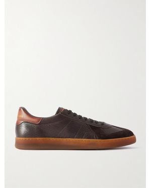 Officine Creative Militia 001 Suede-Trimmed Full-Grain Leather Trainers - Brown