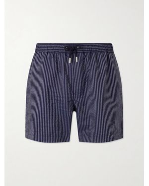 MR P. Navi Striped Straight-Leg Swim Shorts - Blue
