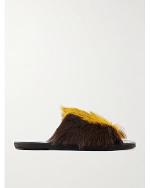 Dries Van Noten Shearling Sandals - Brown