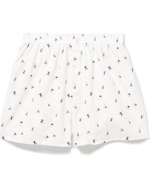 Sunspel Printed Cotton Boxer Shorts - White