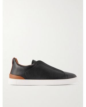 ZEGNA Triple StitchTM Slip-ons aus vollnarbigem Leder - Schwarz
