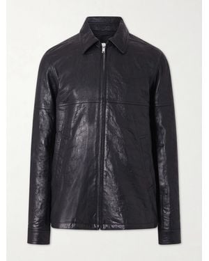 Rick Owens Brad Textured Leather Jacket - Black