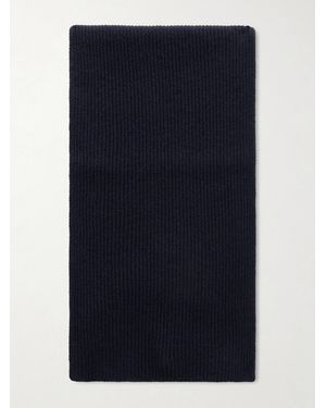 William Lockie Ribbed Cashmere Scarf - Blue