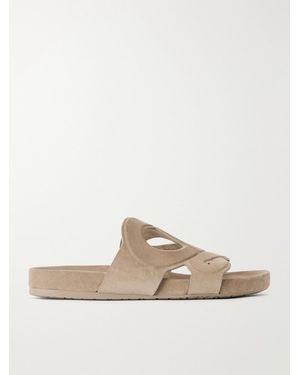 Loewe Paula's Ibiza Ease Monogram Suede Slides - Natural