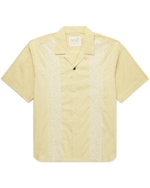 Kardo Ronen Convertible-collar Embroidered Cotton-poplin Shirt - Yellow