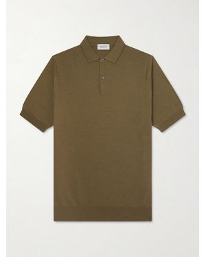 John Smedley 14.Singular Slim-Fit Merino Wool-Piqué Polo Shirt - Green