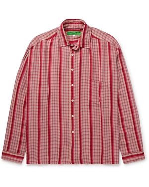 Small Talk Striped Checked Voile Shirt - Red