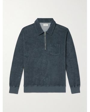 Hartford Cotton-Blend Terry Half-Zip Sweatshirt - Blue