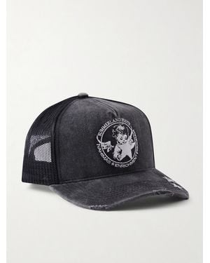 NAHMIAS Youth Enrichment Embroidered Distressed Cotton And Mesh Trucker Cap - Black