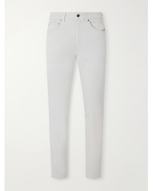 Boglioli Straight-Leg Garment-Dyed Cotton-Blend Twill Trousers - White