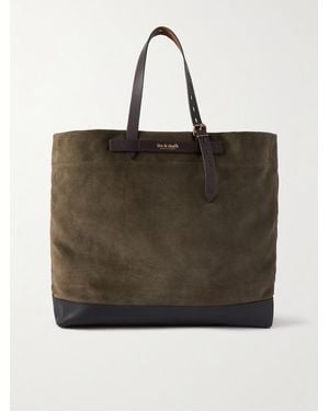 Bleu De Chauffe Zinnia Leather-trimmed Suede Tote Bag - Natural