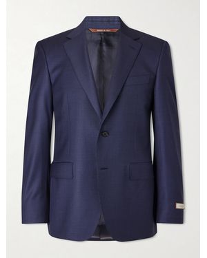 Canali Puppytooth Wool Suit Jacket - Blue