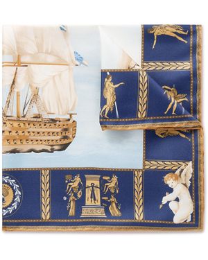 Rubinacci Victory Printed Silk-Twill Pocket Square - Blue