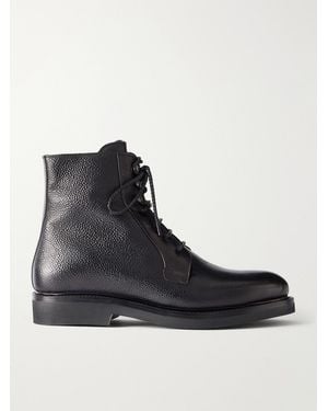 MR P. Shearling-Lined Full-Grain Leather Lace-Up Boots - Black