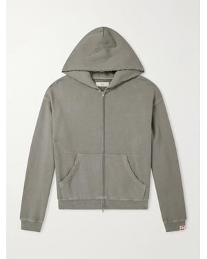 CHERRY LA Distressed Cotton-Fleece Zip-Up Hoodies - Gray