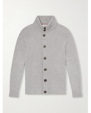 Brunello Cucinelli Virgin Wool, Silk And Cotton-Blend Cardigan - Grey