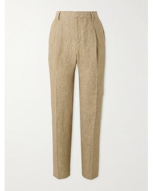 Sunspel Tapered Pleated Linen Suit Trousers - Natural