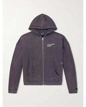 Enfants Riches Deprimes Logo-print Cotton-jersey Zip-up Hoodie - Blue