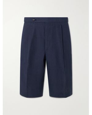 De Petrillo Straight-Leg Linen Shorts - Blue