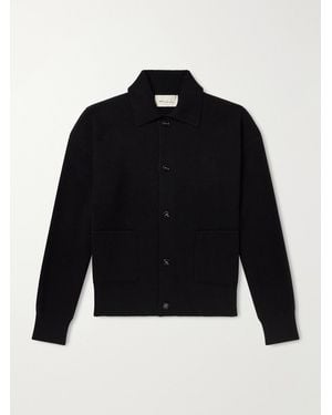 Ami Paris Logo-Appliquéd Merino Wool Cardigan - Blue