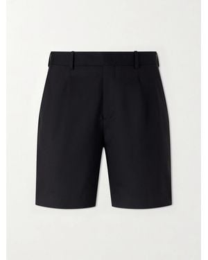 MR P. Wide-Leg Pleated Wool Shorts - Blue