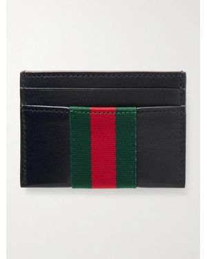 Gucci Webbing-Trimmed Leather Cardholder - Black
